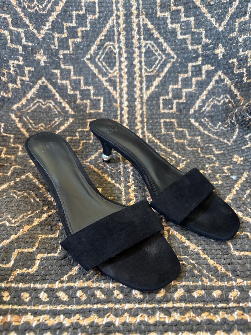 JustFab Black Suede Slide Mule Heel